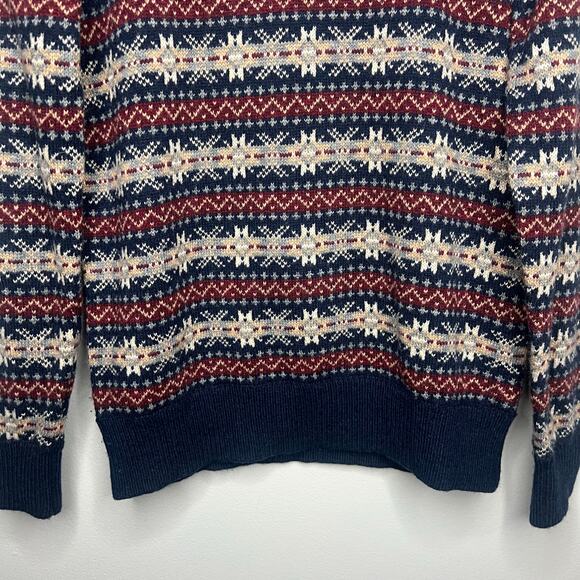 J.Crew Mens Lambswool Fair Isle Sweater Sz S Crew-Neck Preppy Fisherman Holiday - Picture 4 of 11